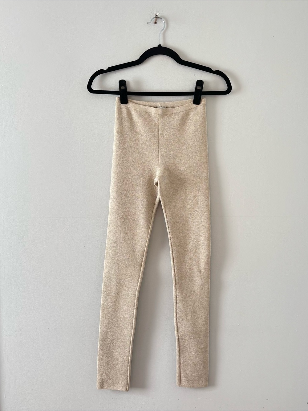 Missoni Metallic Stretch Leggings Pants Pull-On Skinny Thick Knit Gold